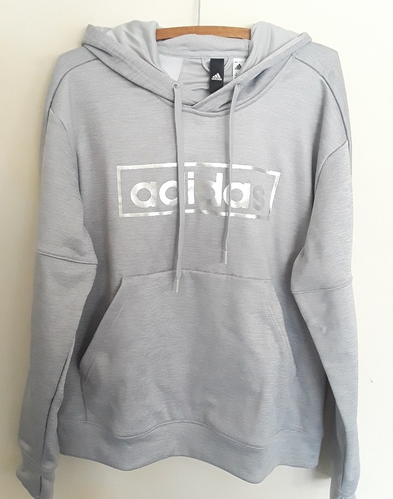 ADIDAS metallic silver grey hoodie XXL